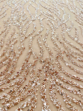 Dantela Couture Auriu Rose cu Siraguri, cu Margele si Paiete